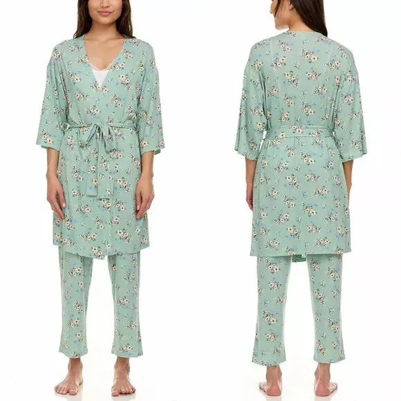 🆕 Floral by Flora Nikrooz Madison Pajamas 3 Piece Set