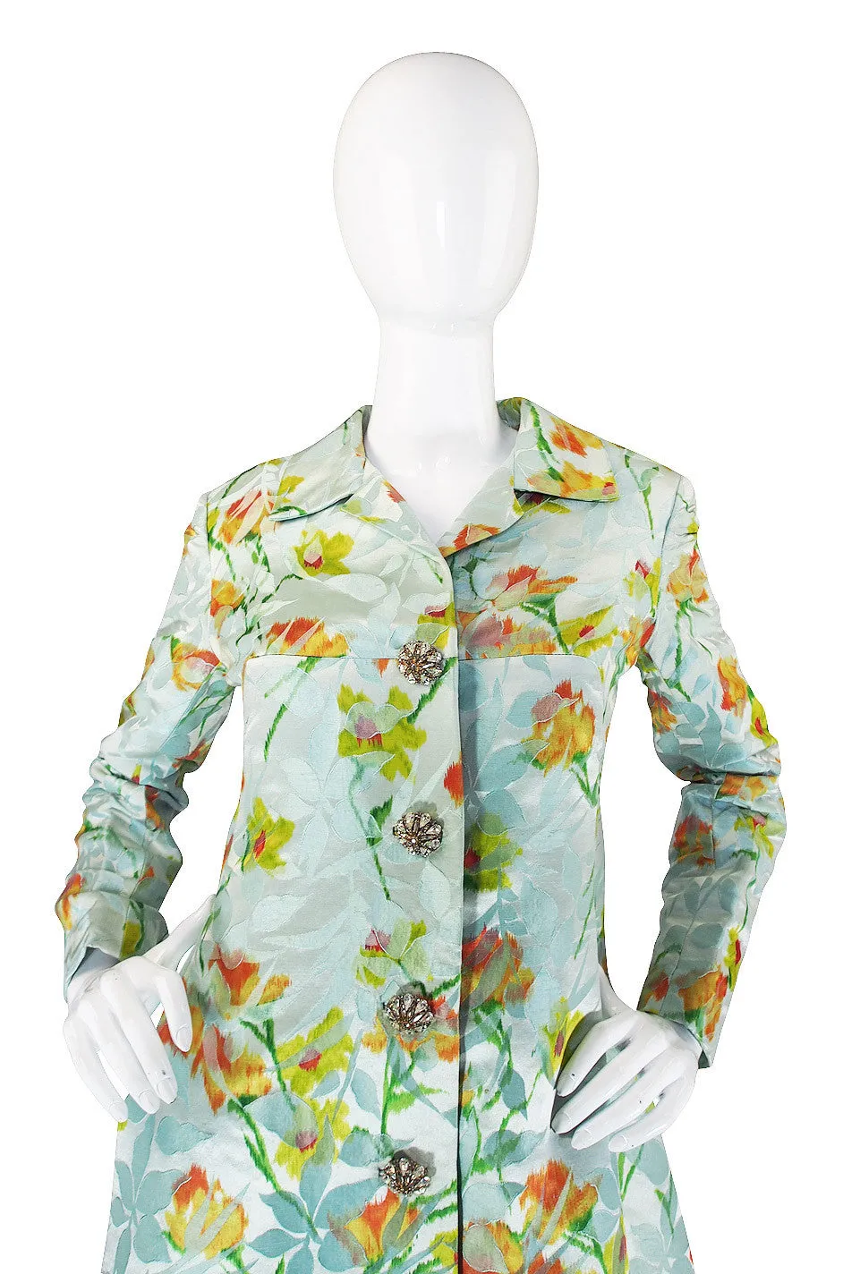 1960s Wonderful Kiki Hart Silk Brocade Coat