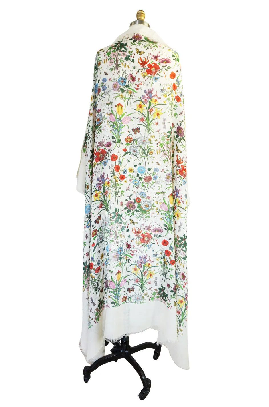 1970s Huge Cashmere & Silk Gucci Flora Shawl or Scarf