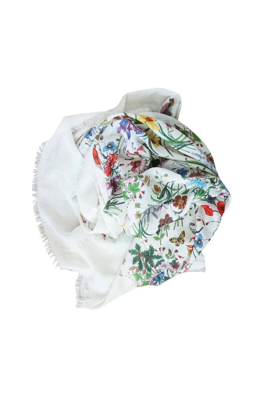 1970s Huge Cashmere & Silk Gucci Flora Shawl or Scarf