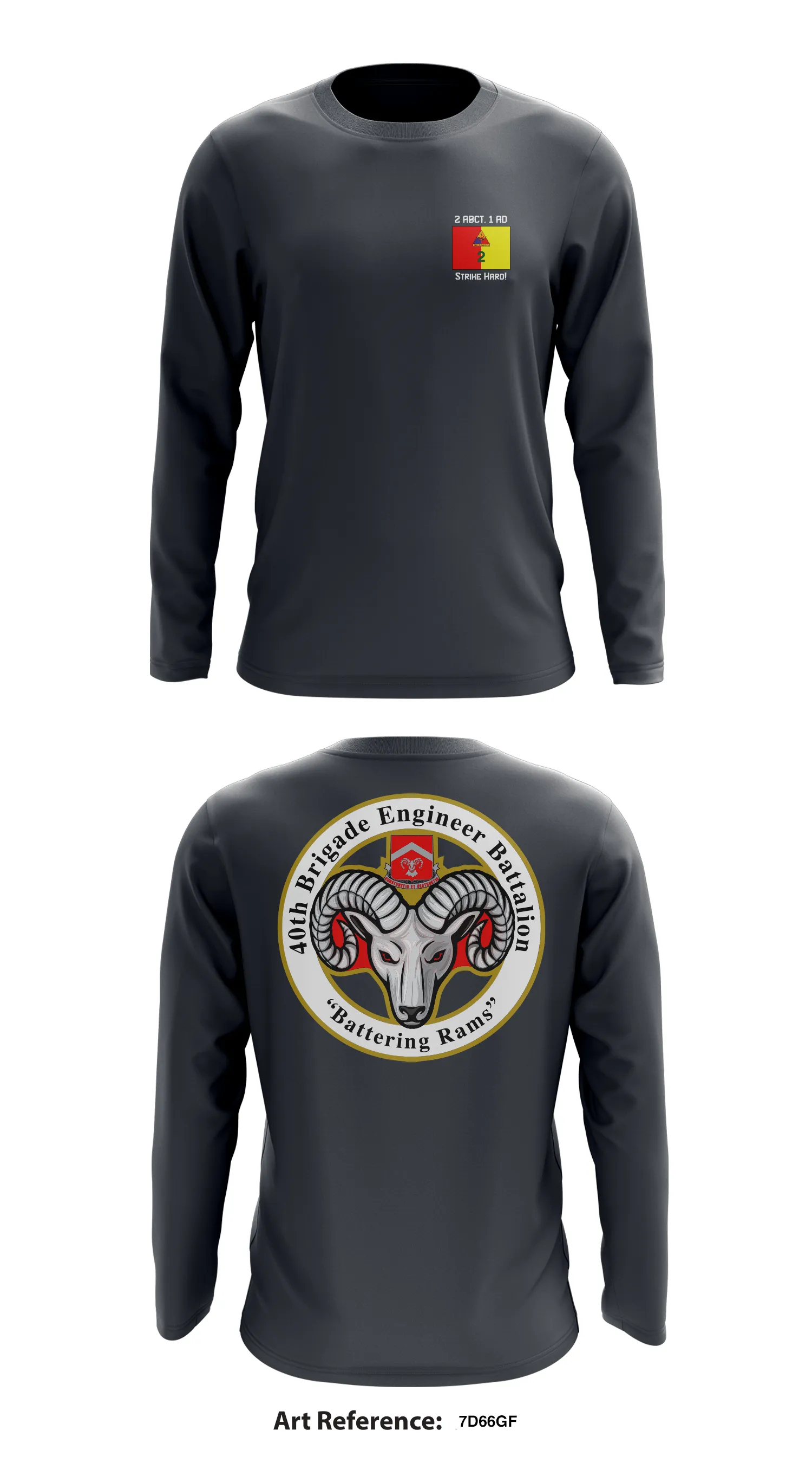 2/1 ABCT, 40th BEB (Rams) Store 1 Core Men's LS Performance Tee - 7D66gF