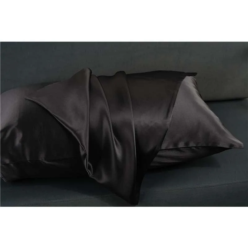 25 momme silk pillowcase - queen - hidden zip - Dark Grey