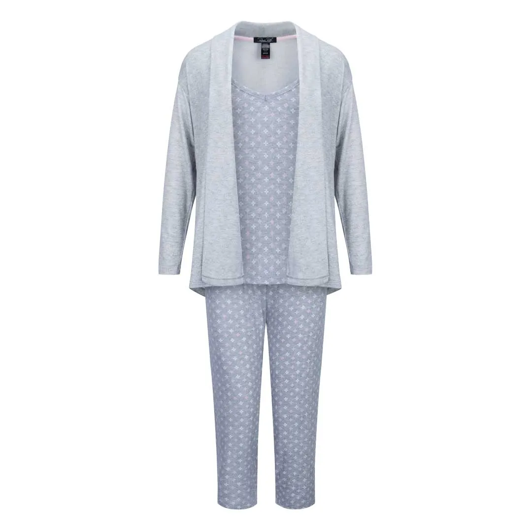 3-Piece Super Soft Robe and Capri Women's Pajama Set