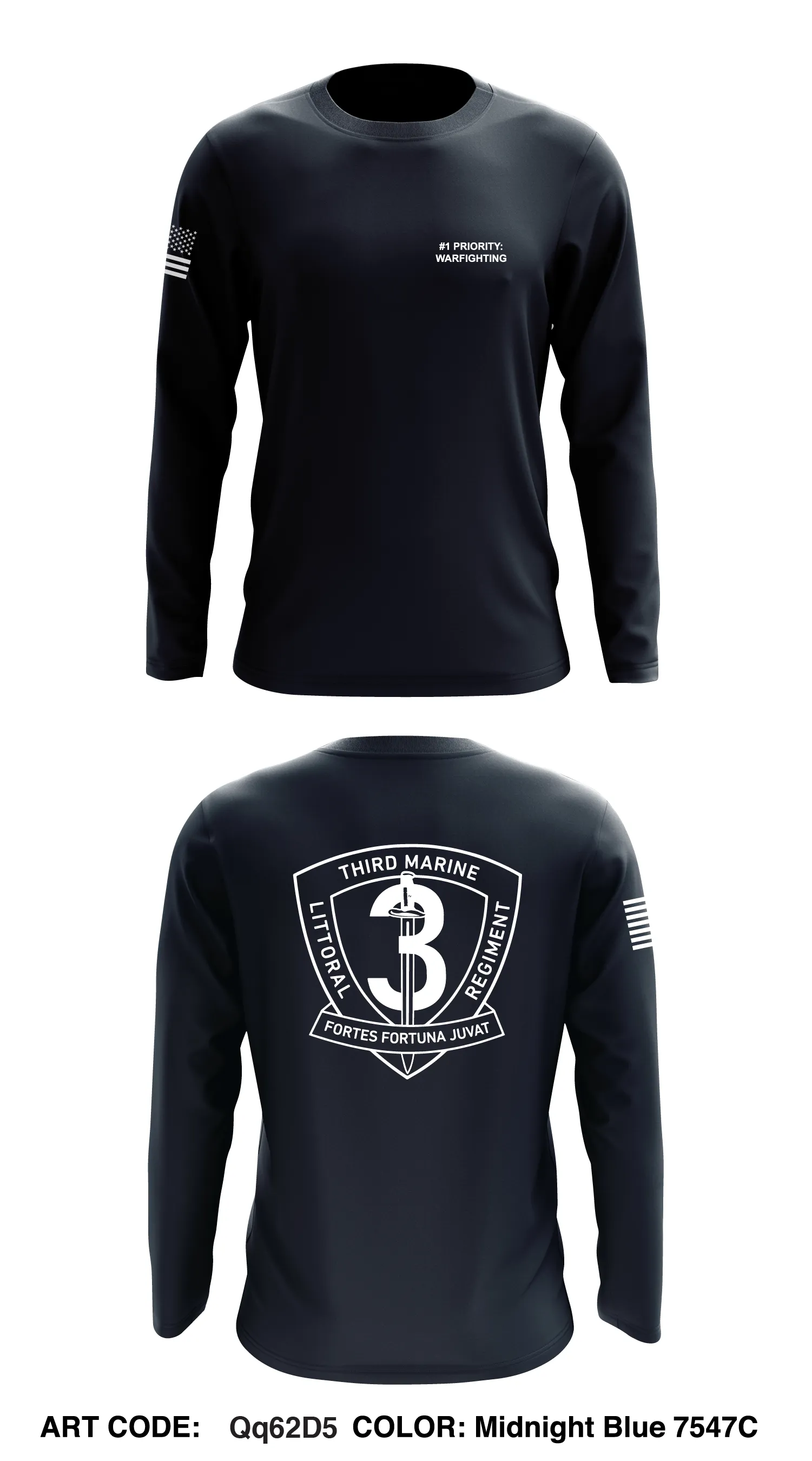 3D Marine Littoral Regiment Core Men's LS Performance Tee - Qq62D5
