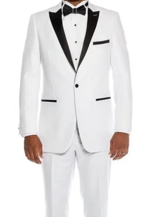(46L, 48L) Slim Fit 2 Piece White Tuxedo