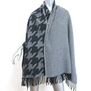 ACNE Studios Houndstooth Shawl Scarf Gray Virgin Wool