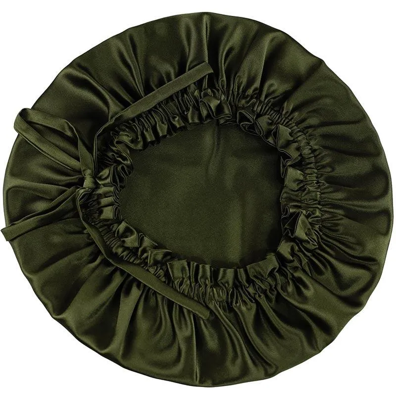 Adjustable Silk Bonnet - Double side - Army Green