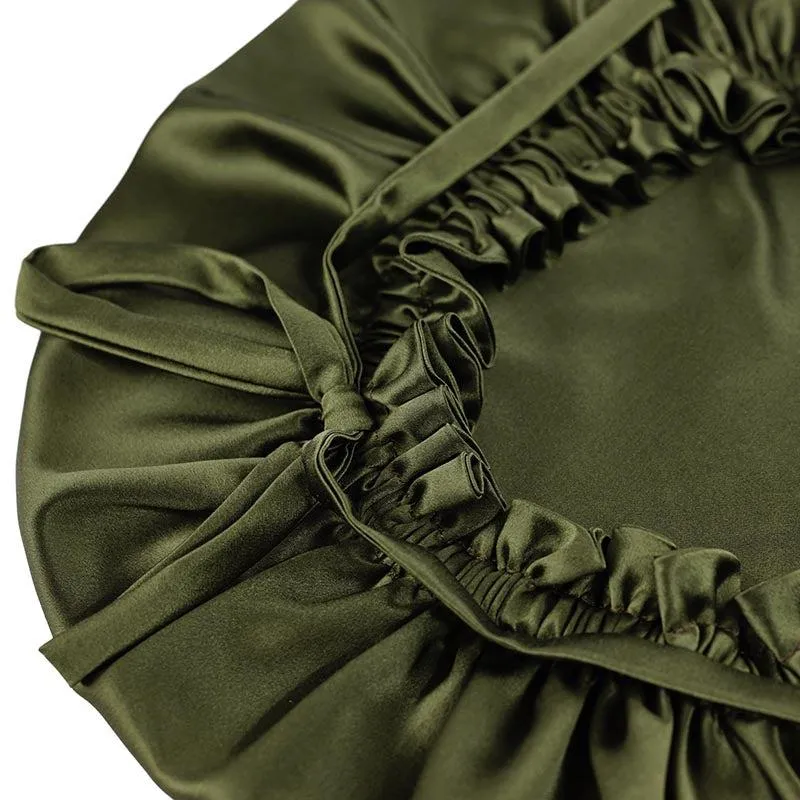 Adjustable Silk Bonnet - Double side - Army Green