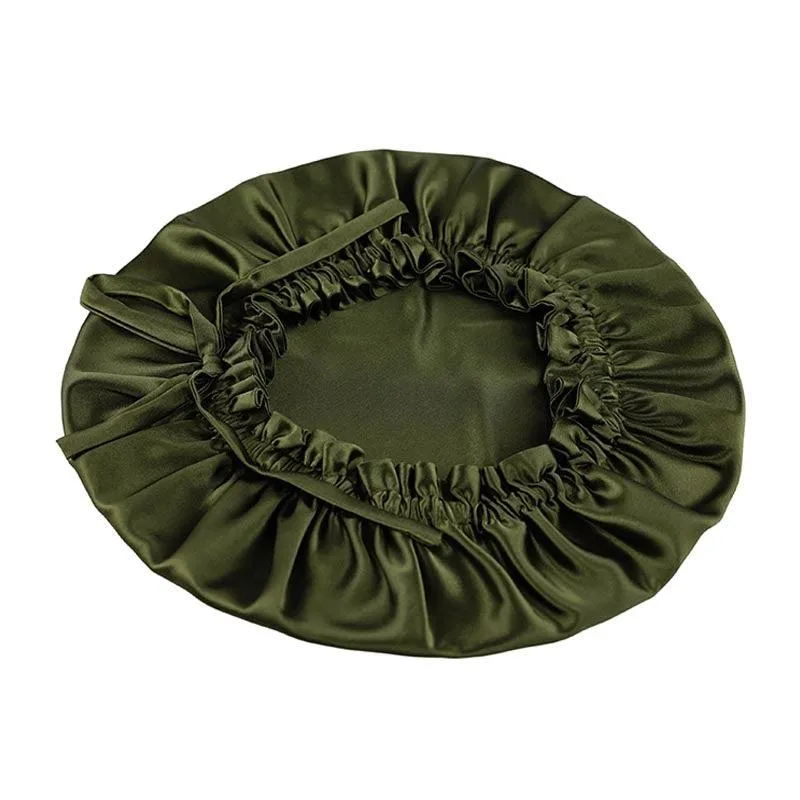Adjustable Silk Bonnet - Double side - Army Green