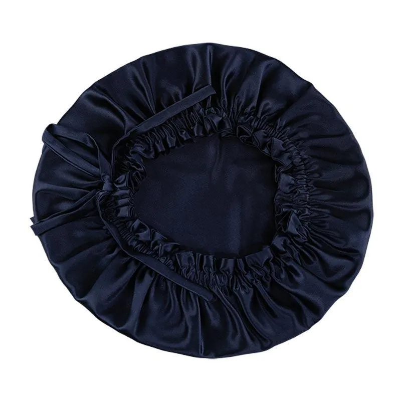 Adjustable Silk Bonnet - Double side - Dark Blue
