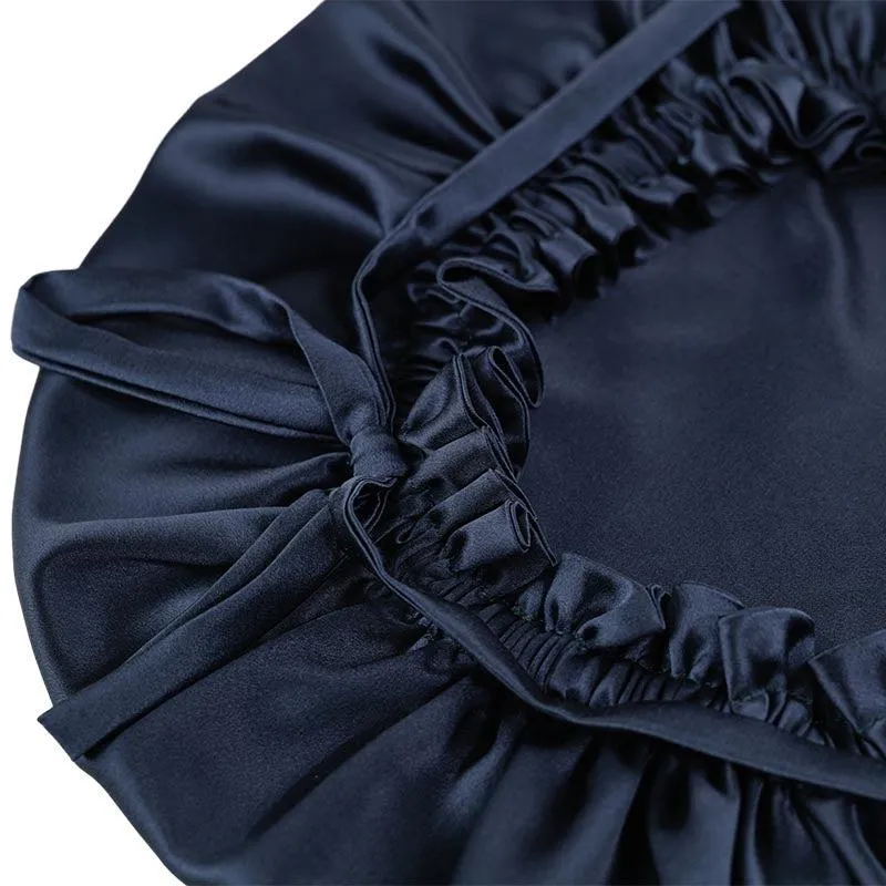 Adjustable Silk Bonnet - Double side - Dark Blue