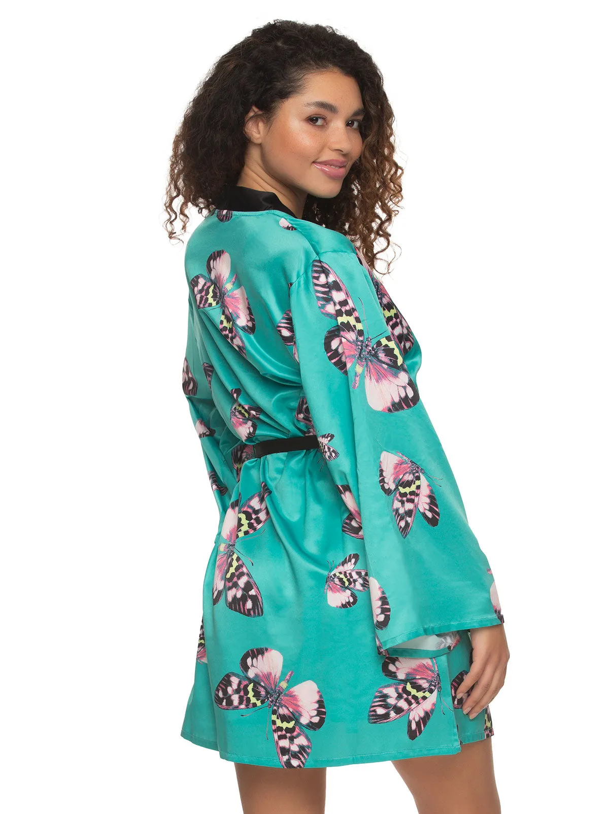 Adrienne Printed Satin Kimono