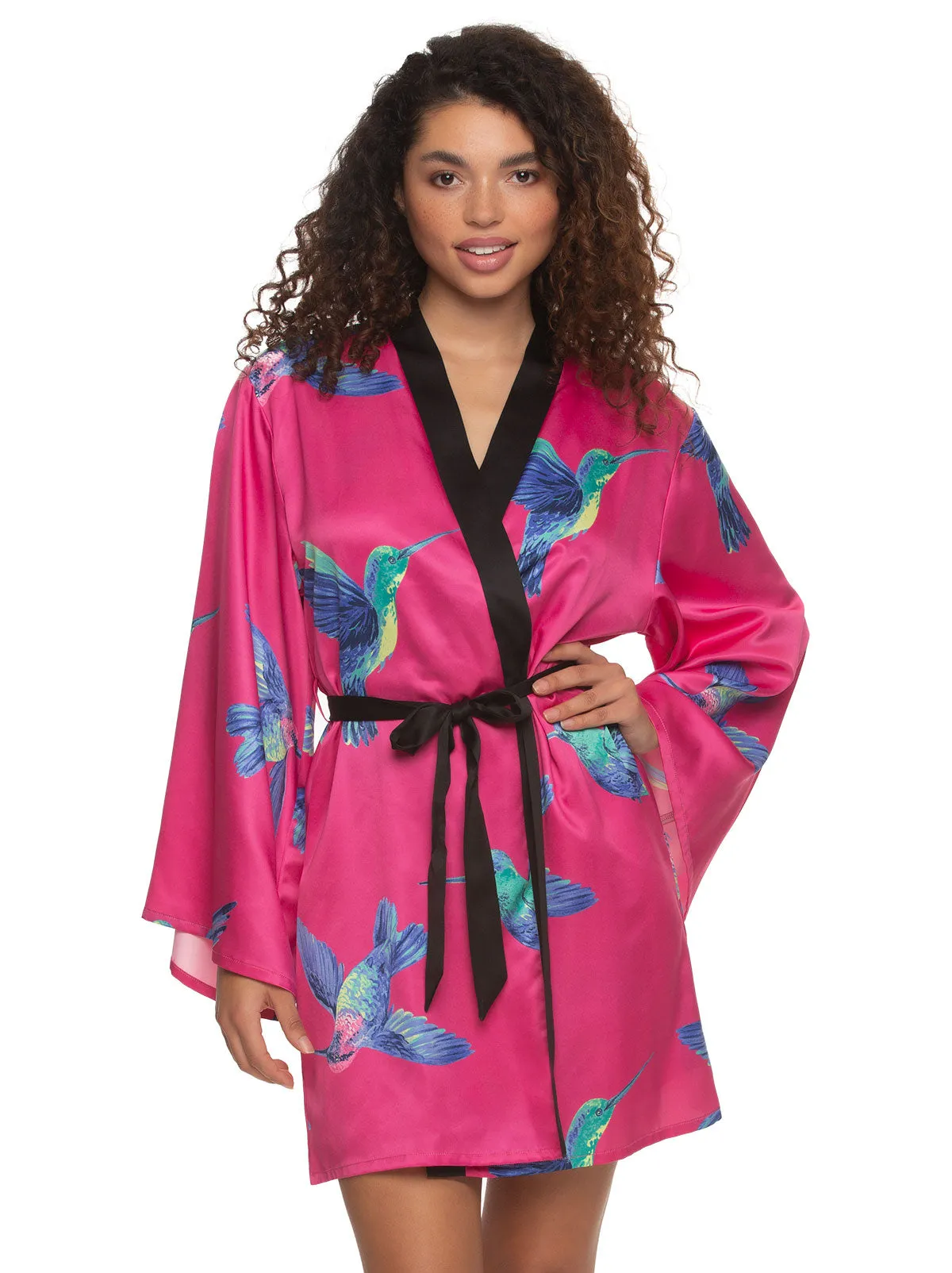 Adrienne Printed Satin Kimono