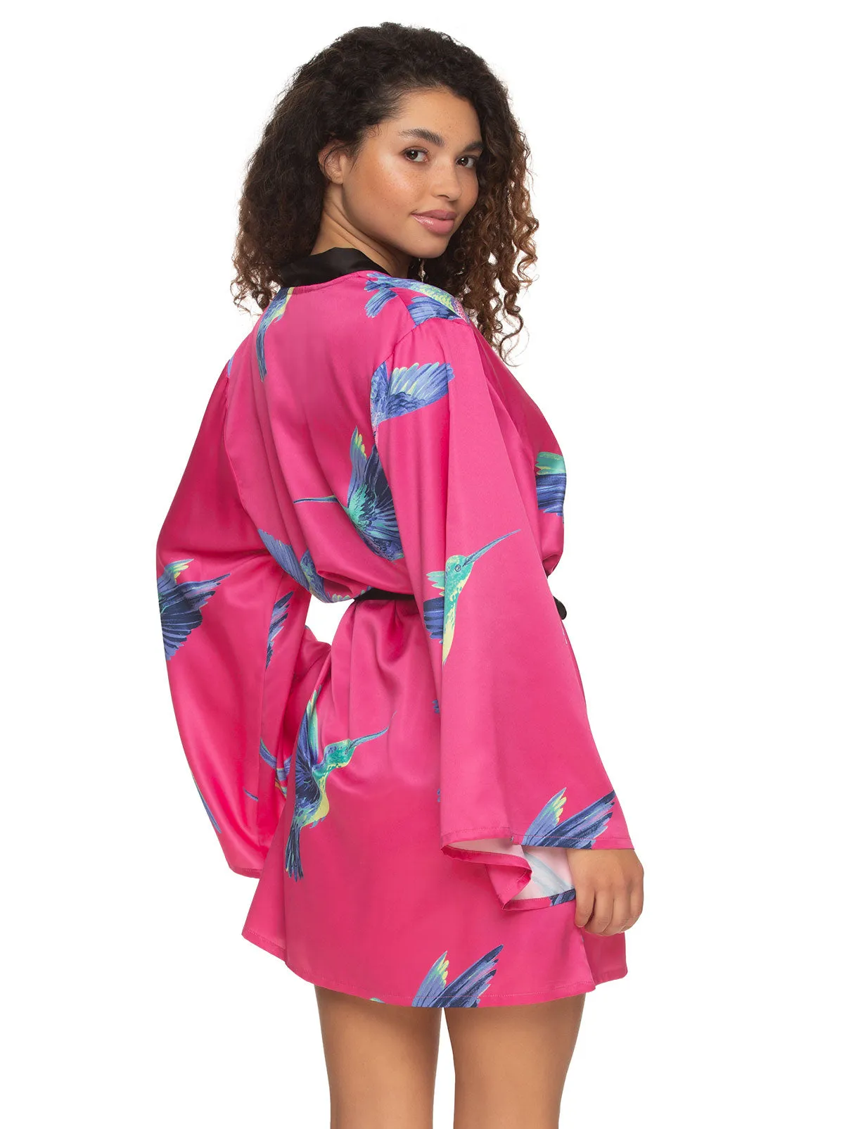 Adrienne Printed Satin Kimono