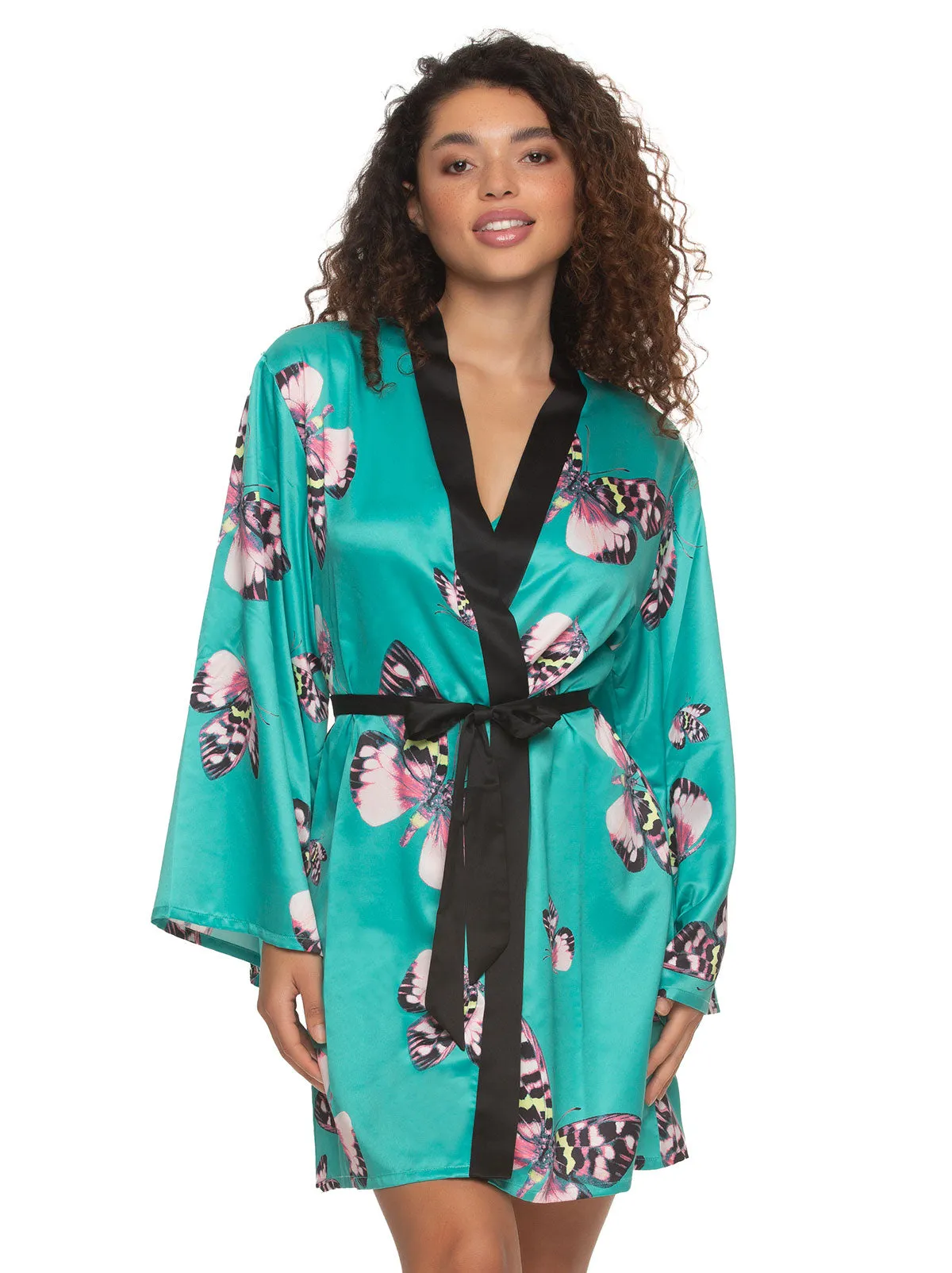 Adrienne Printed Satin Kimono