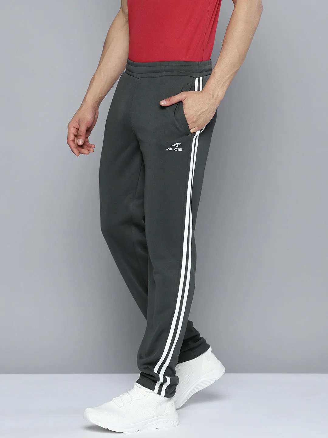 Alcis Men Grey Solid Track Pants