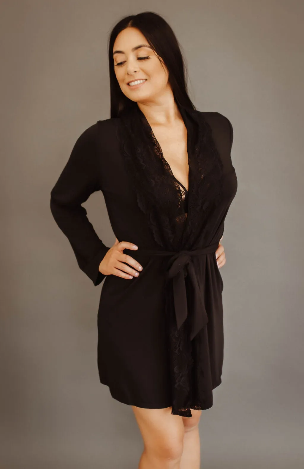 All Lace Robe (Black W/Black Lace)