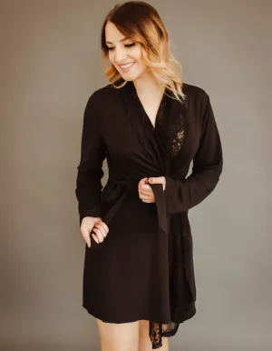 All Lace Robe (Black W/Black Lace)