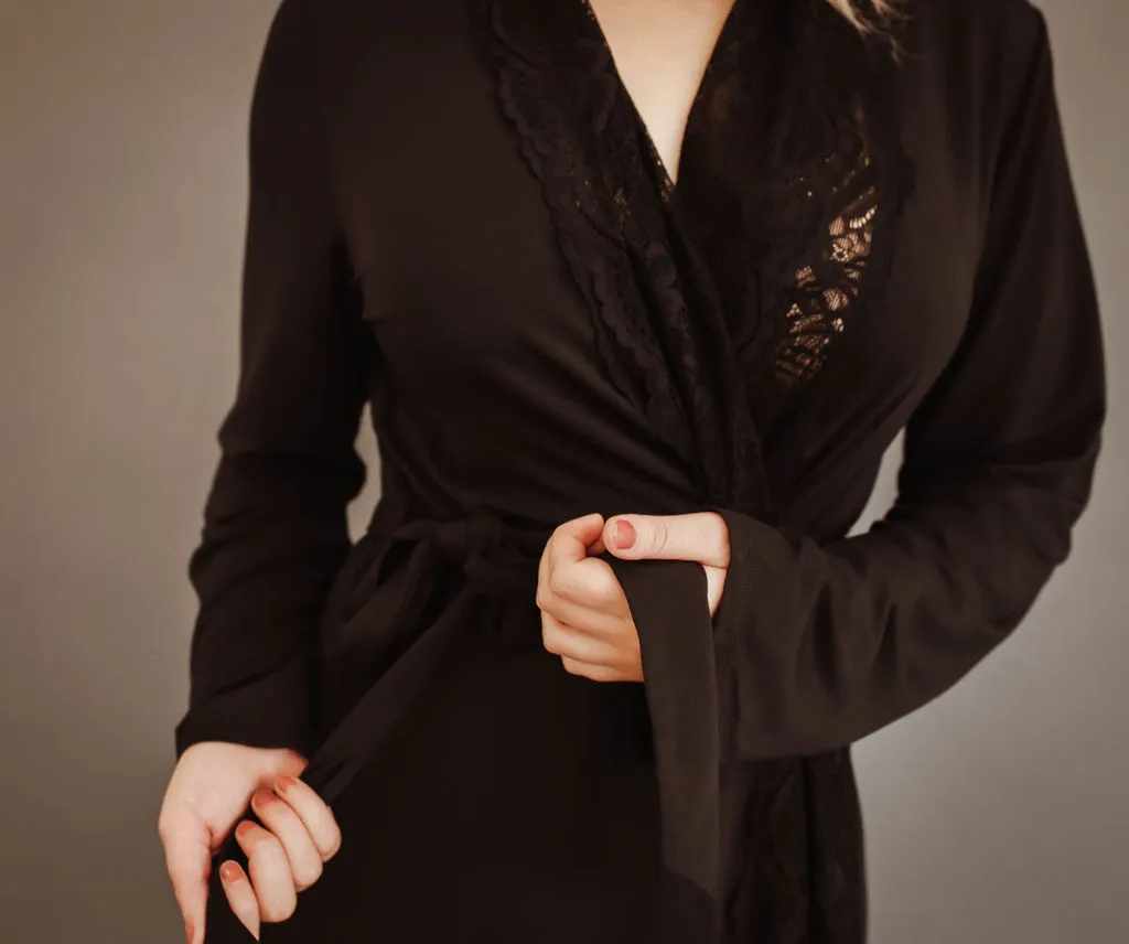 All Lace Robe (Black W/Black Lace)