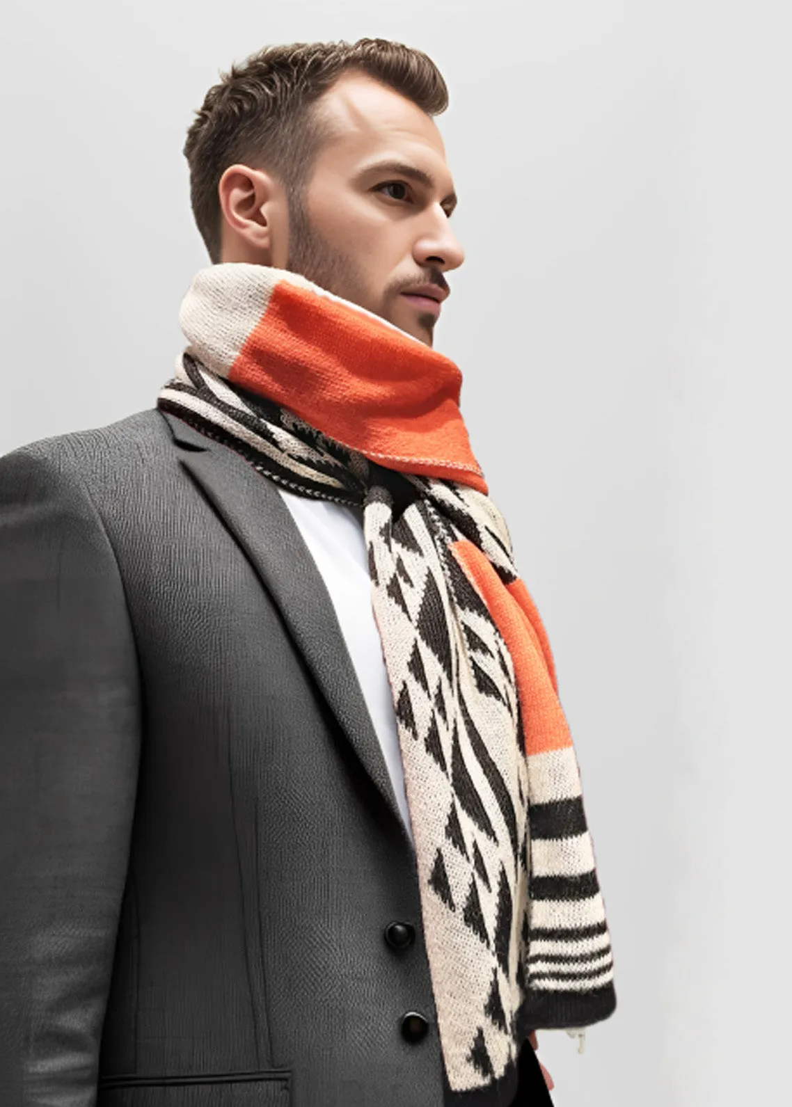 Alpaca Unisex Scarf Aboriginal Design Orange