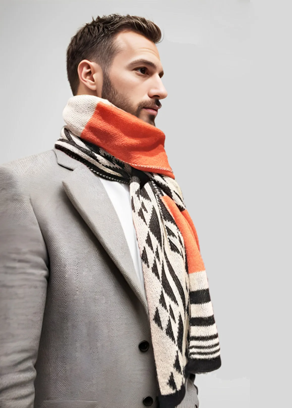 Alpaca Unisex Scarf Aboriginal Design Orange