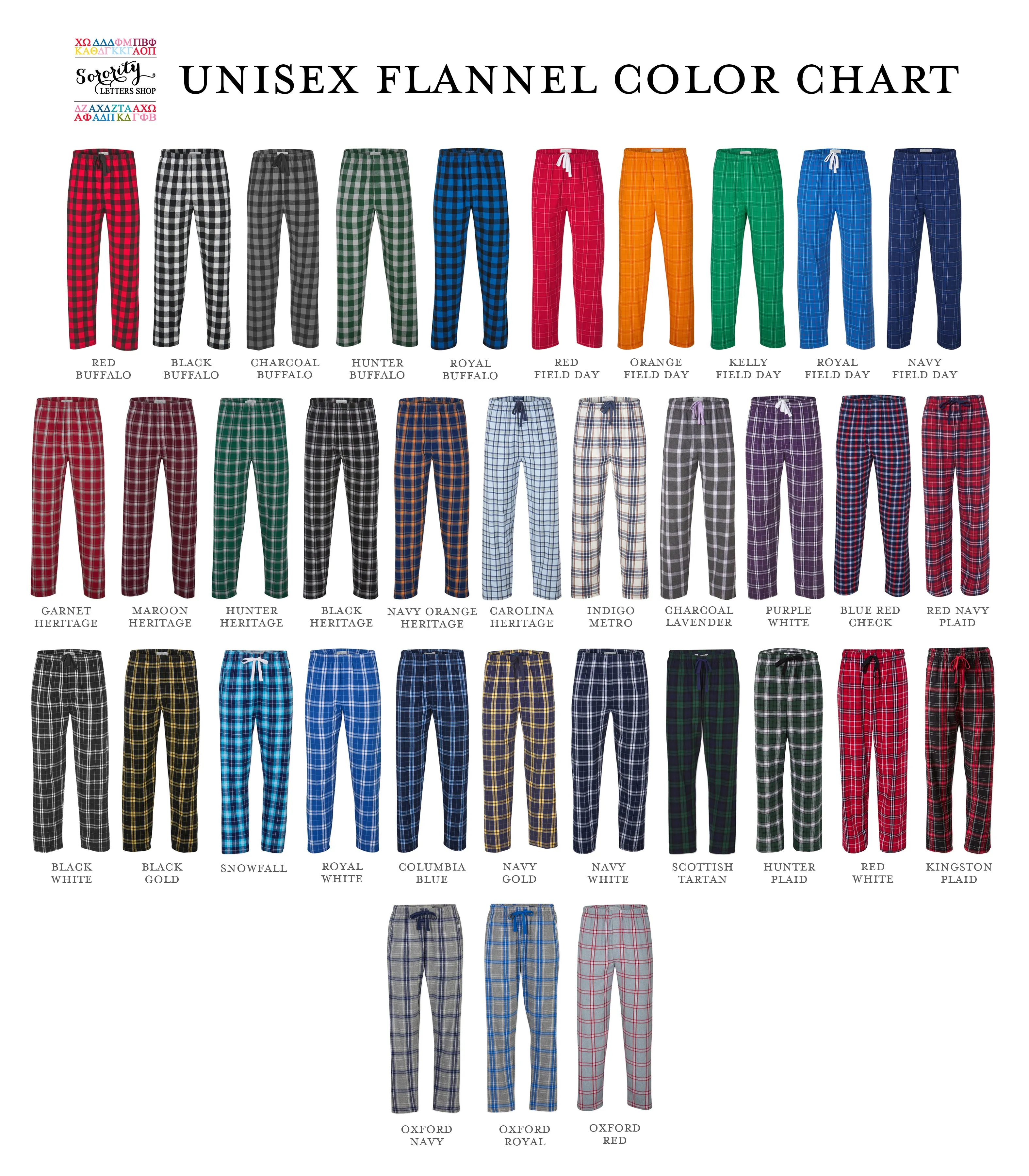 Alpha Chi Omega Flannel Pants - Embroidered