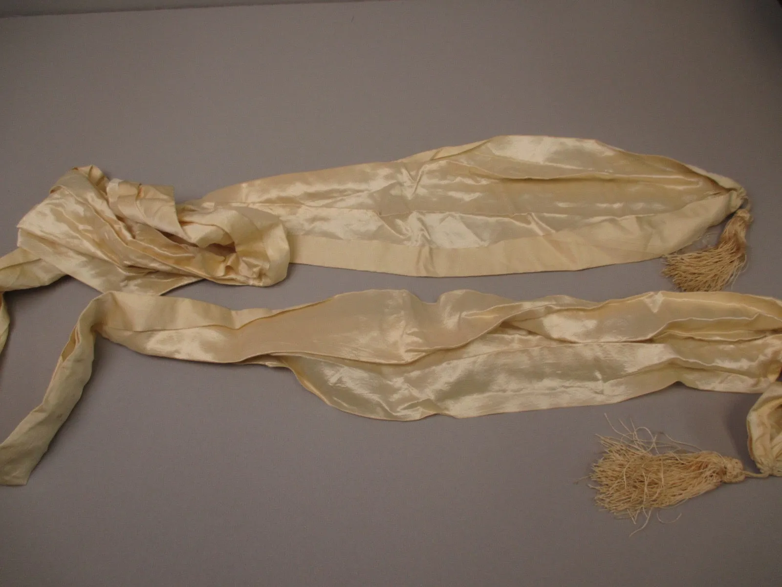 Antique Victorian Civil War Era Silk Bridal sash w tassels