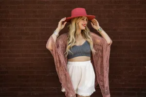 ariel vegan felt rancher hat in crimson