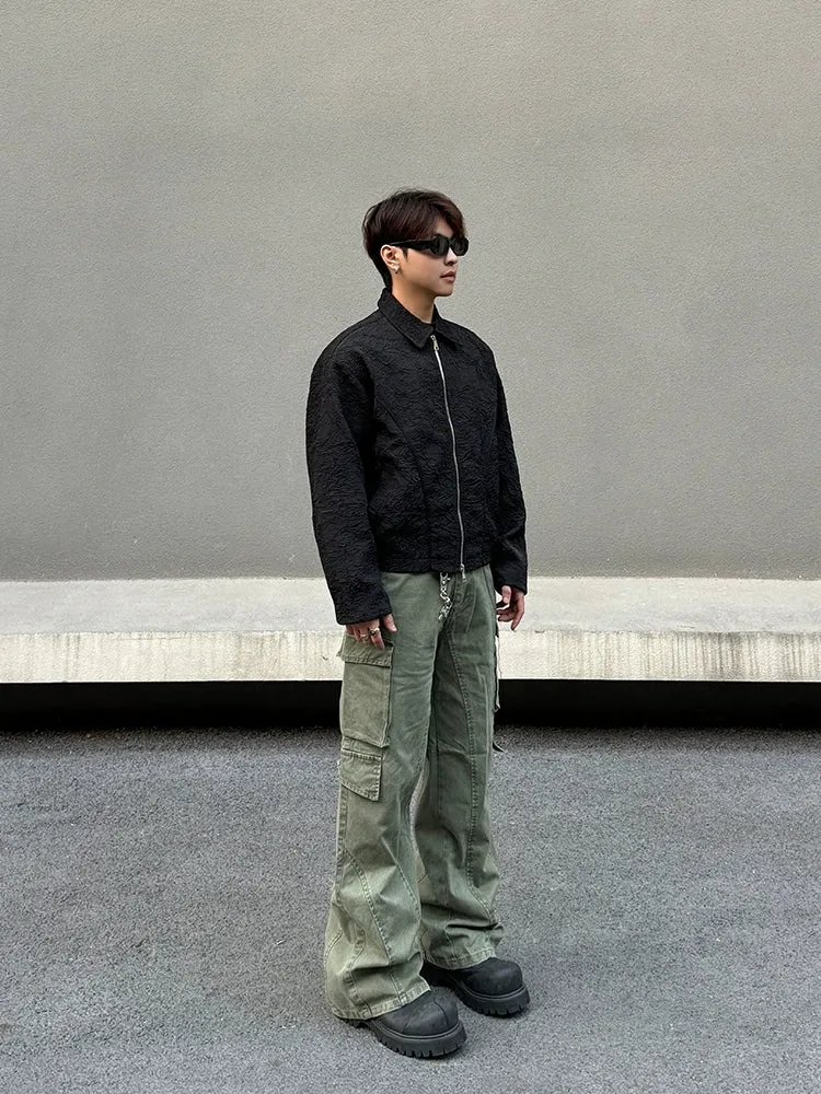 Army Green Straight-leg Cargo Pants