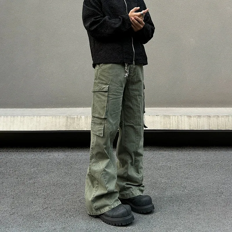 Army Green Straight-leg Cargo Pants