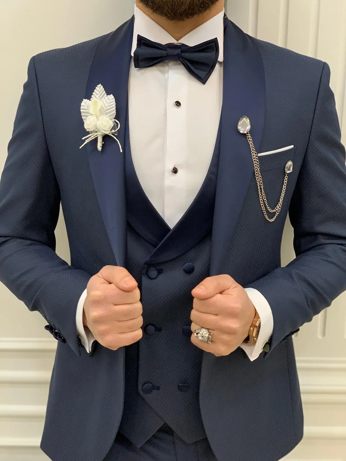 Avion Blue Slim Fit Shawl Lapel Tuxedo