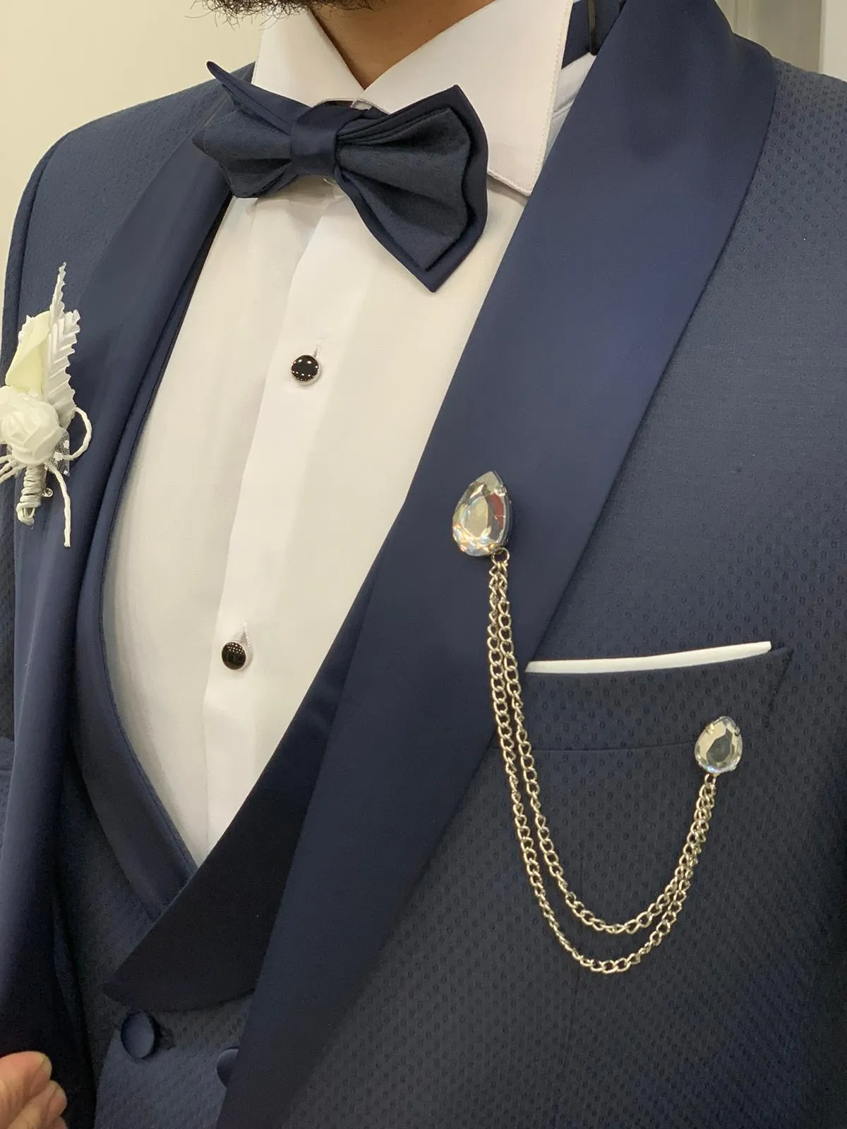 Avion Blue Slim Fit Shawl Lapel Tuxedo