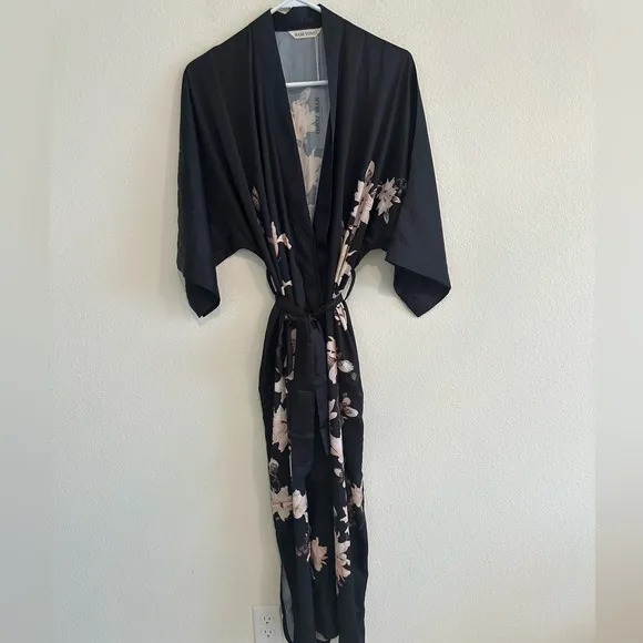 BABEYOND Long Floral Satin Kimono Robe Silky Sleepware and Bath Robe