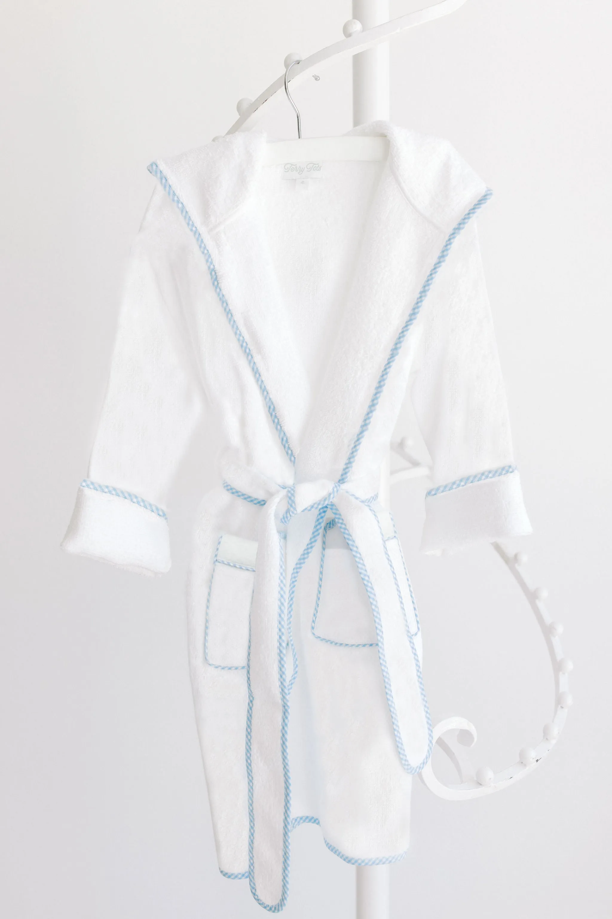 Bathrobe, White with Blue Gingham