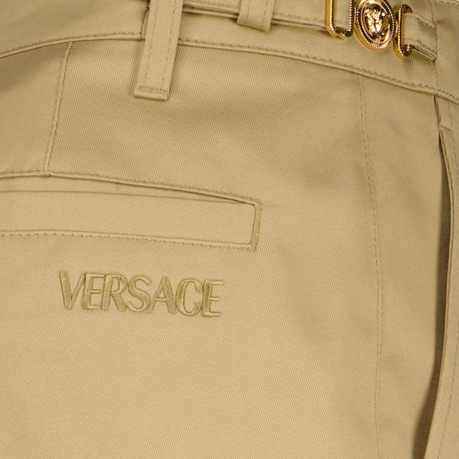 Beige Straight-Leg Pants
