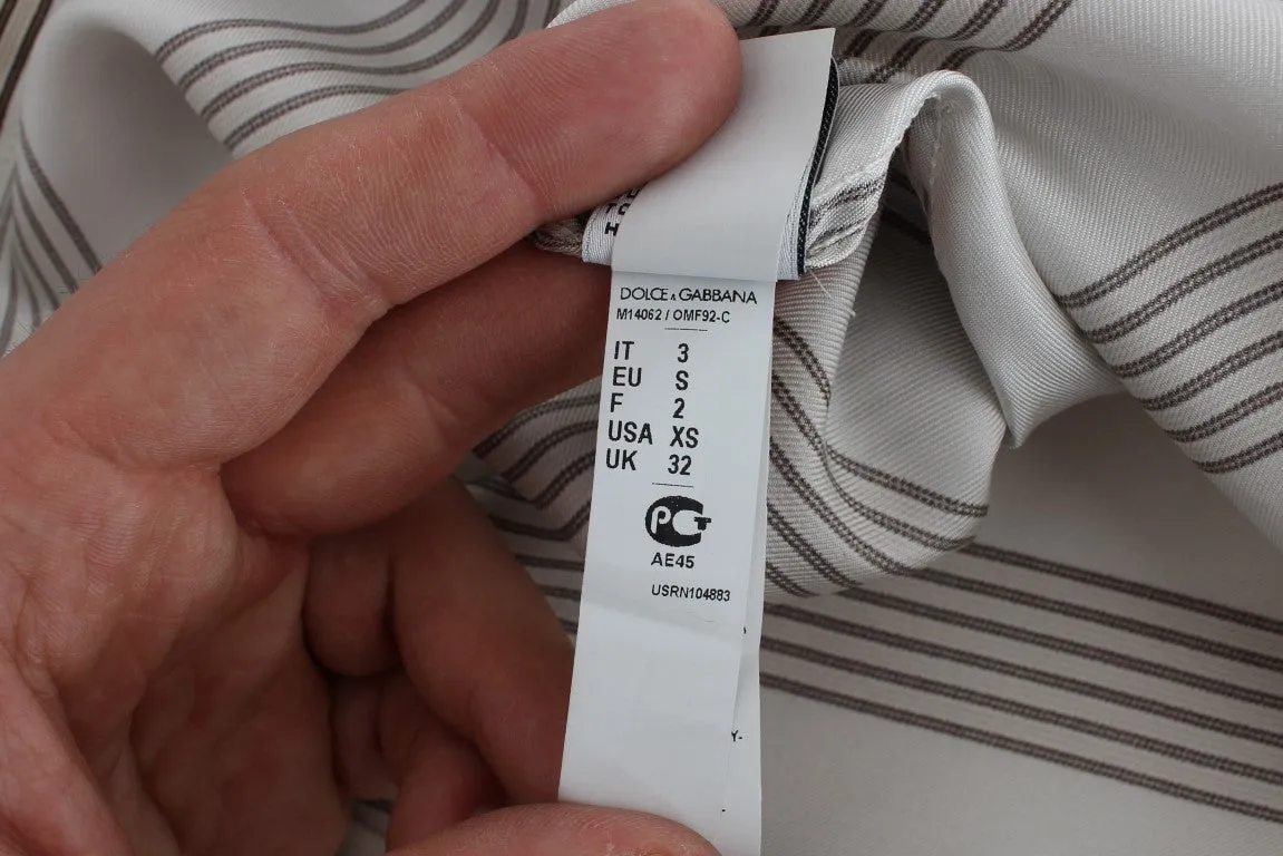 Beige Striped Silk Pajama Shirt