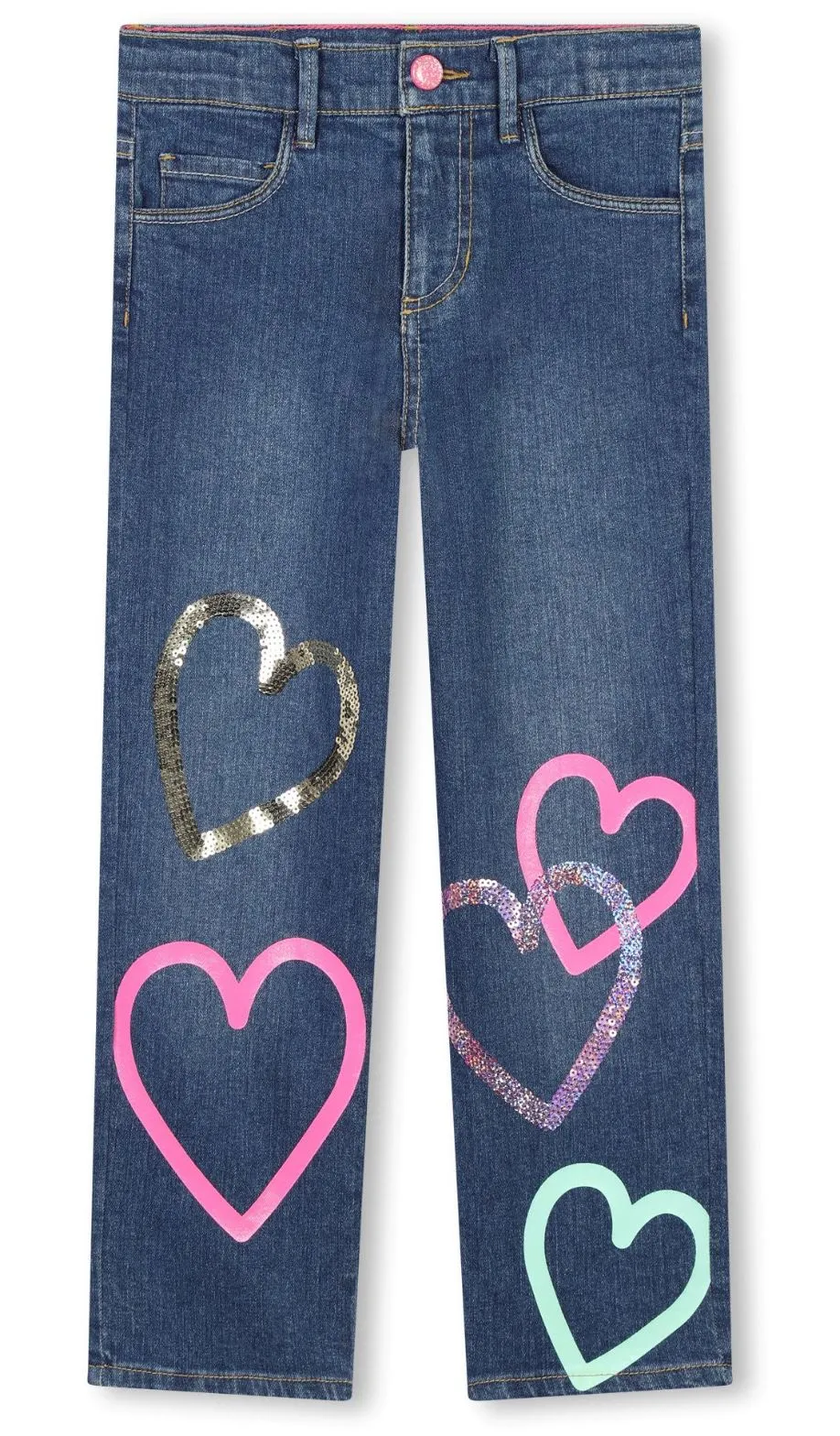 Billieblush Denim Jeans With Heart Graphic