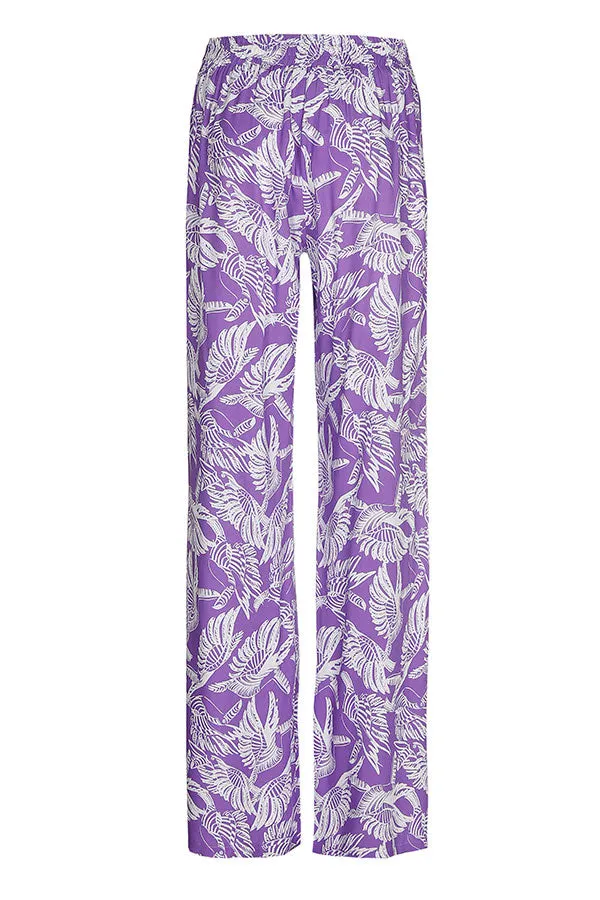 BIRD PRINT LOOSE STRAIGHT TROUSERS