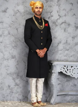 Black and White Silk Sherwani