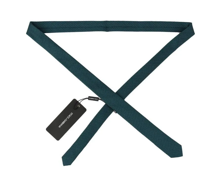 Black Aquamarine Silk Slim Tie