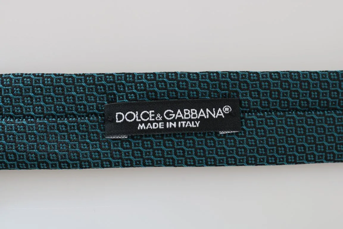 Black Aquamarine Silk Slim Tie