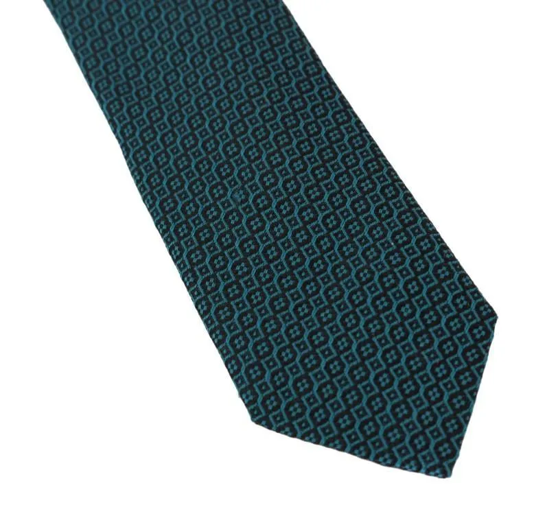 Black Aquamarine Silk Slim Tie
