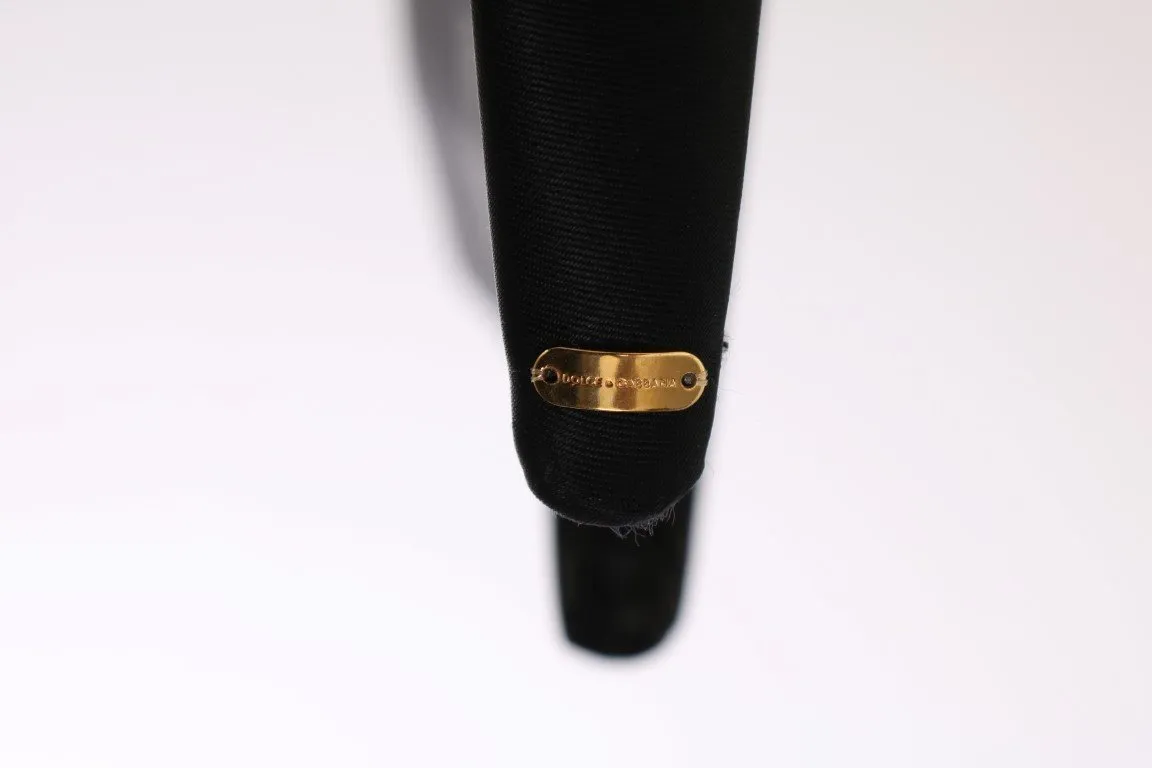 Black Crystal Silk Brass Headband