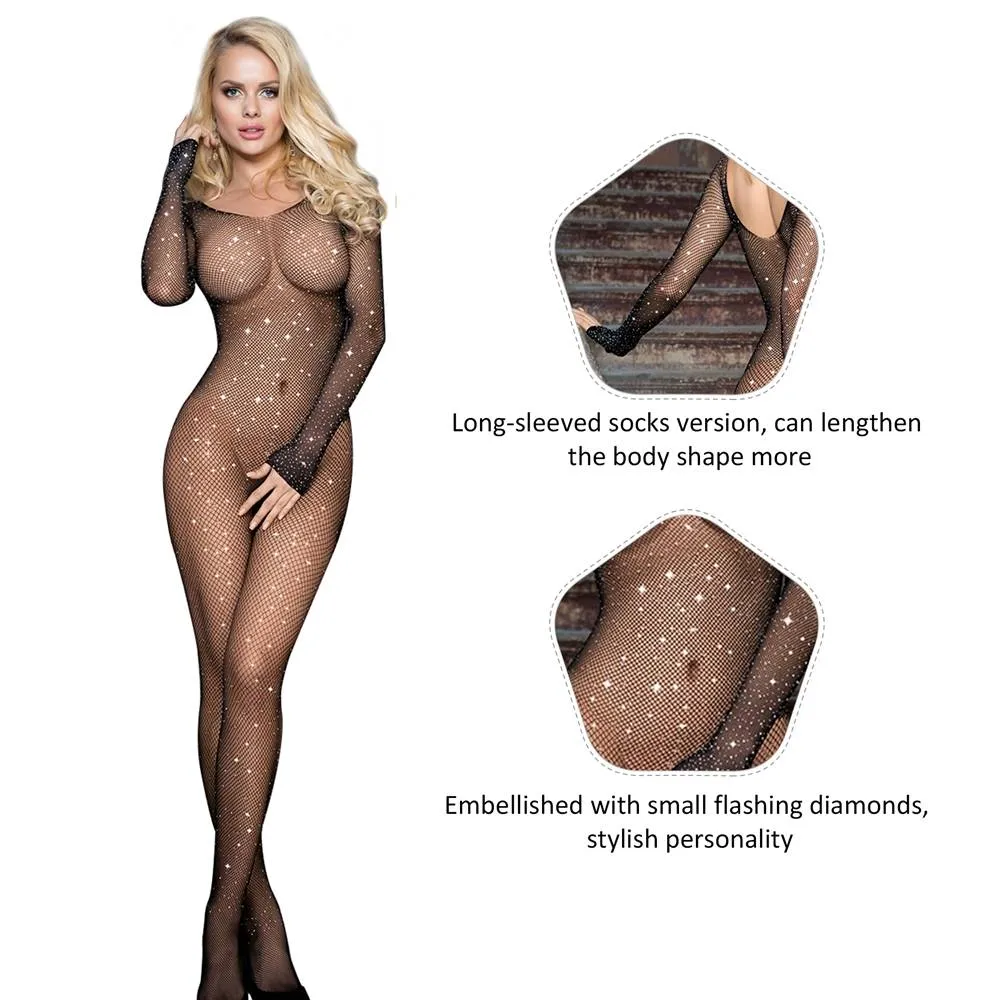 Black Fishnet Diamonds Long Sleeve Bodystocking Egypt
