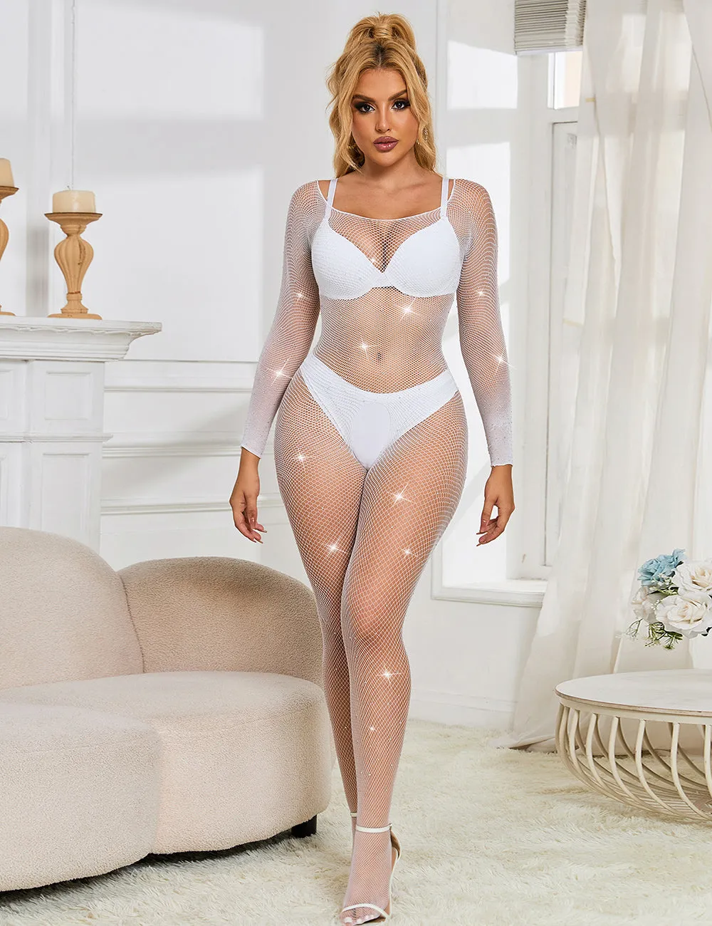 Black Fishnet Diamonds Long Sleeve Bodystocking Egypt