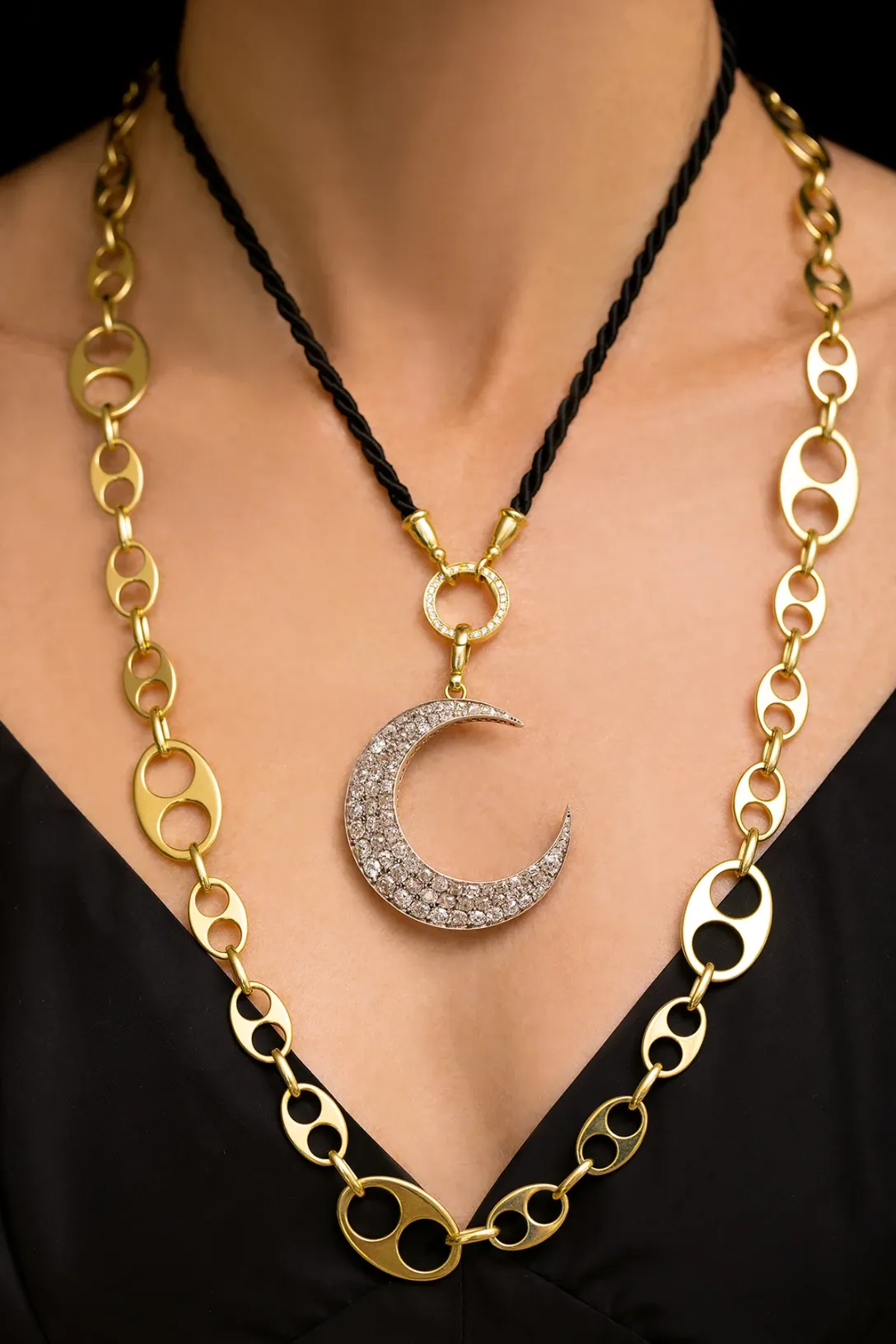 Black Silk Cord | Diamond Clasp