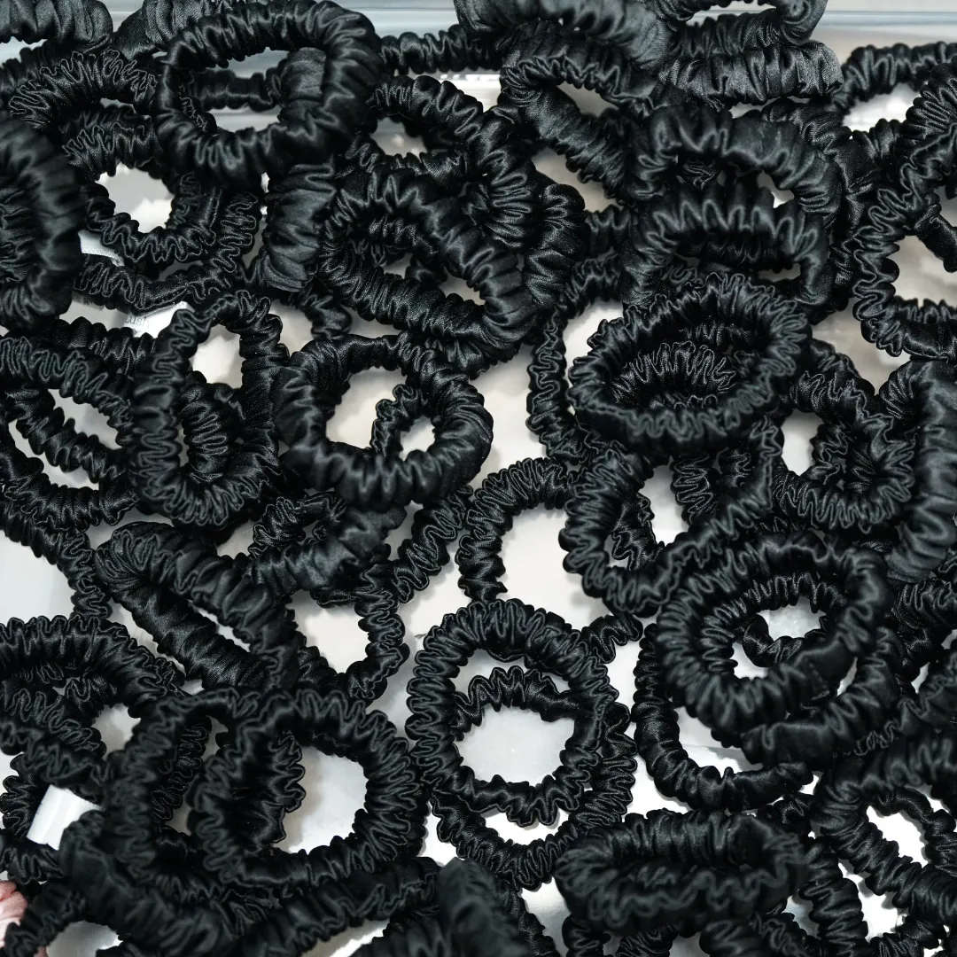 Black Silk Scrunchie Tiny - For Adult / Baby / Toddlers