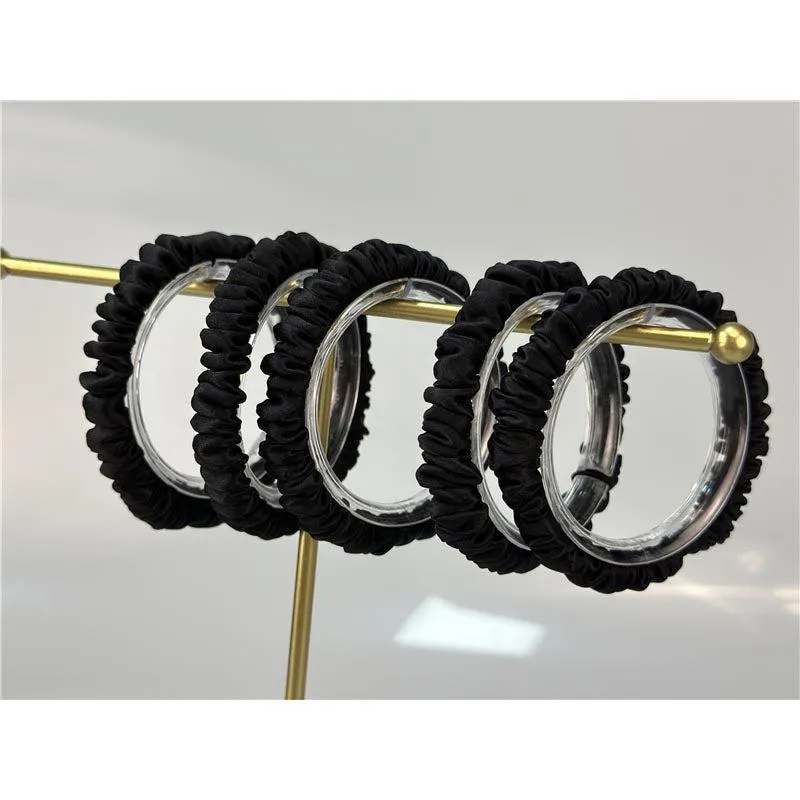 Black silk scrunchies mini - In Stock