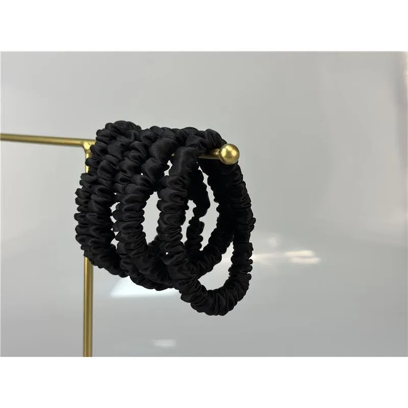 Black silk scrunchies mini - In Stock
