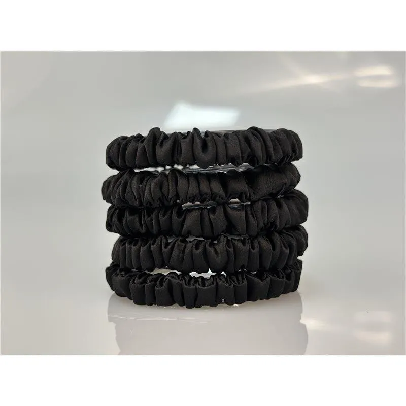 Black silk scrunchies mini - In Stock